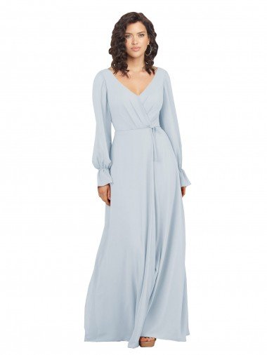 Shop Long Sleeve Chiffon Bridesmaid Dress with Bow Detail Sydney