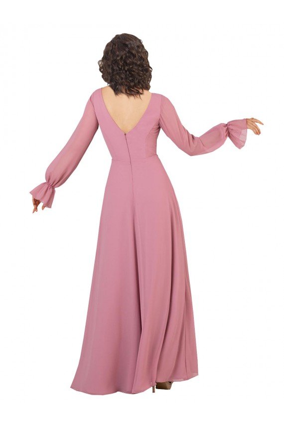 Shop Long Sleeve Chiffon Bridesmaid Dress with Bow Detail Sydney