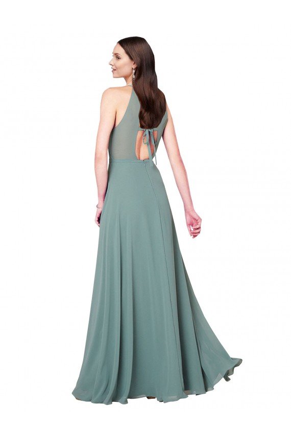 Floor Length Long Chiffon Bridesmaid Dress with Double Bow Feature Sydney