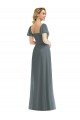 Shop Puff Sleeves Chiffon Maxi Bridesmaid Dress with Front Slit Sydney