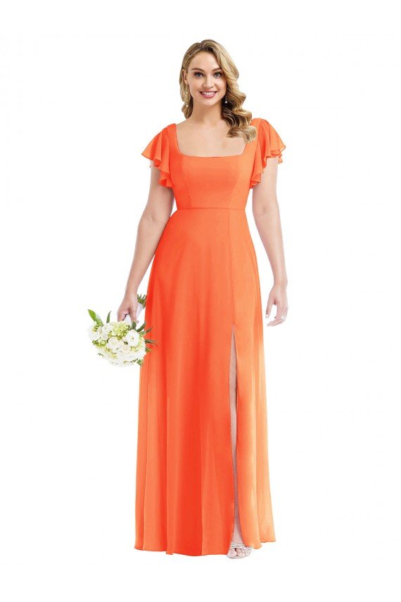 Shop Flutter Sleeves Scoop Open Back Chiffon Maxi Bridesmaid Dress Sydney
