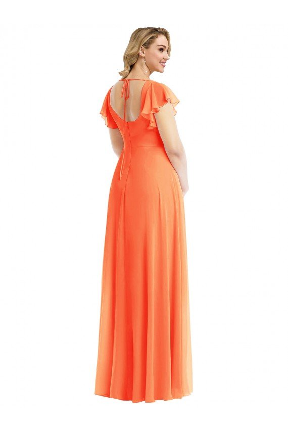 Shop Flutter Sleeves Scoop Open Back Chiffon Maxi Bridesmaid Dress Sydney