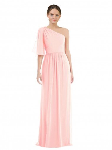 Shop One Shoulder Bell Sleeves Chiffon Maxi Bridesmaid Dress Sydney