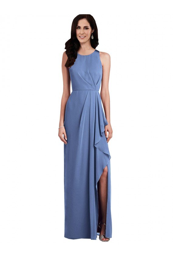 Shop Sleeveless Chiffon Bridesmaid Dress with Draped Front Slit Sydney