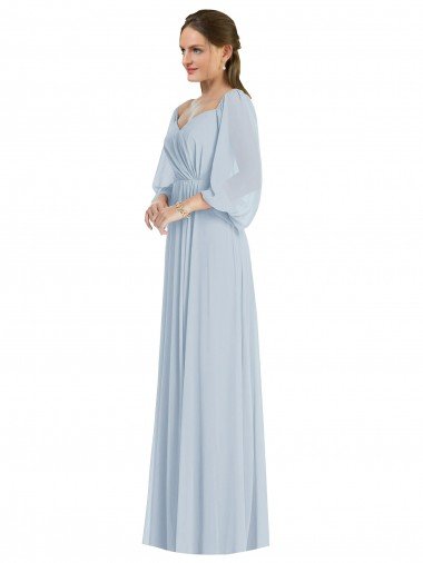 Shop Off the Shoulder Puff Sleeve Maxi Formal Bridesmaid Dress with Front Slit Sydney