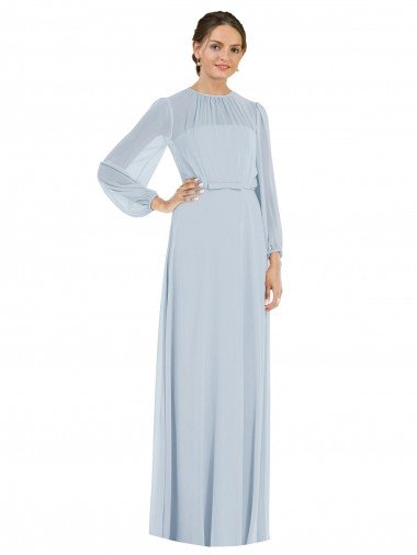 Shop Strapless Chiffon Maxi Formal Bridesmaid Dress with Puff Sleeve Blouson Overlay Sydney