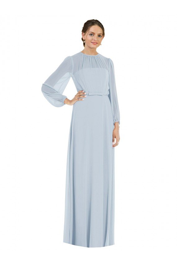 Shop Strapless Chiffon Maxi Formal Bridesmaid Dress with Puff Sleeve Blouson Overlay Sydney