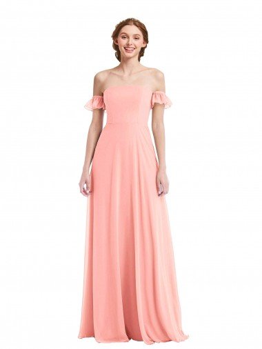 Shop Off the Shoulder Ruffle Cuff Sleeve Chiffon Maxi Bridesmaid Dress Sydney