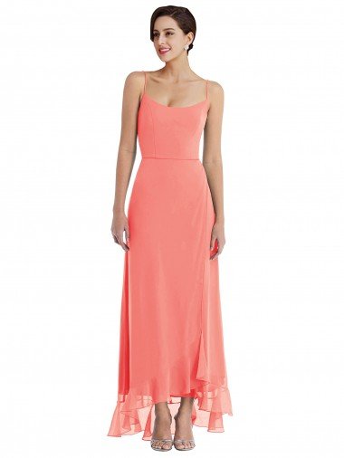 Shop Scoop Neck Ruffle Trimmed High Low Maxi Bridesmaid Dress Sydney