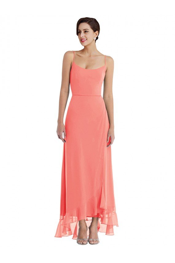 Shop Scoop Neck Ruffle Trimmed High Low Maxi Bridesmaid Dress Sydney