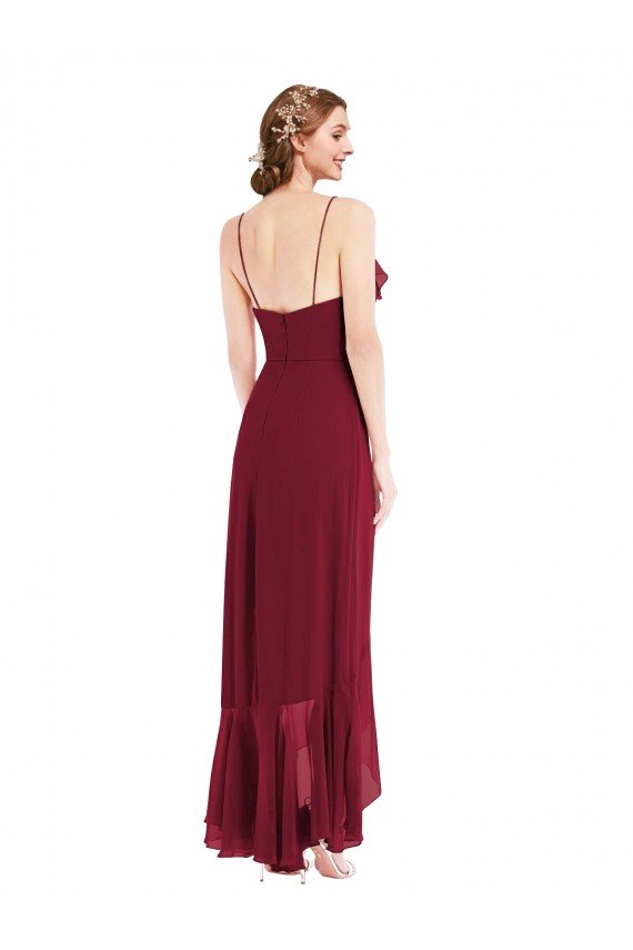 Shop Ruffle Trimmed V-Neck High Low Wrap Chiffon Bridesmaid Dress Sydney
