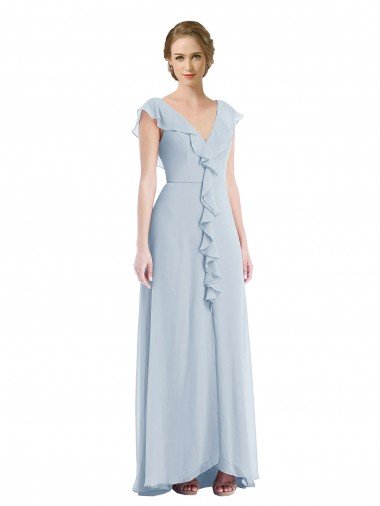 Shop Ruffle Trimmed V Back Chiffon Maxi Bridesmaid Dress Sydney