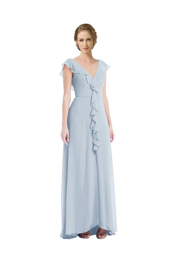 Shop Ruffle Trimmed V Back Chiffon Maxi Bridesmaid Dress Sydney
