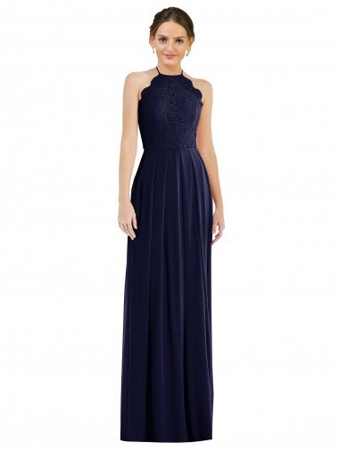 Shop Tie Neck Lace Halter Pleated Skirt Maxi Bridesmaid Dress Sydney