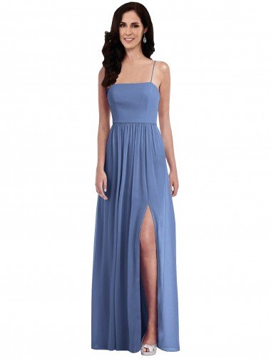 Shop Slim Spaghetti Straps Chiffon Bridesmaid Dress with Front Slit Sydney