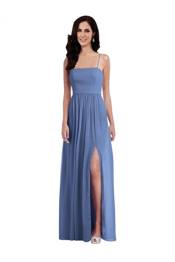 Shop Slim Spaghetti Straps Chiffon Bridesmaid Dress with Front Slit Sydney