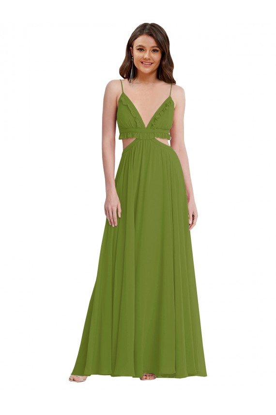 Shop Ruffled Chiffon Cutout Maxi Bridesmaid Dress Sydney