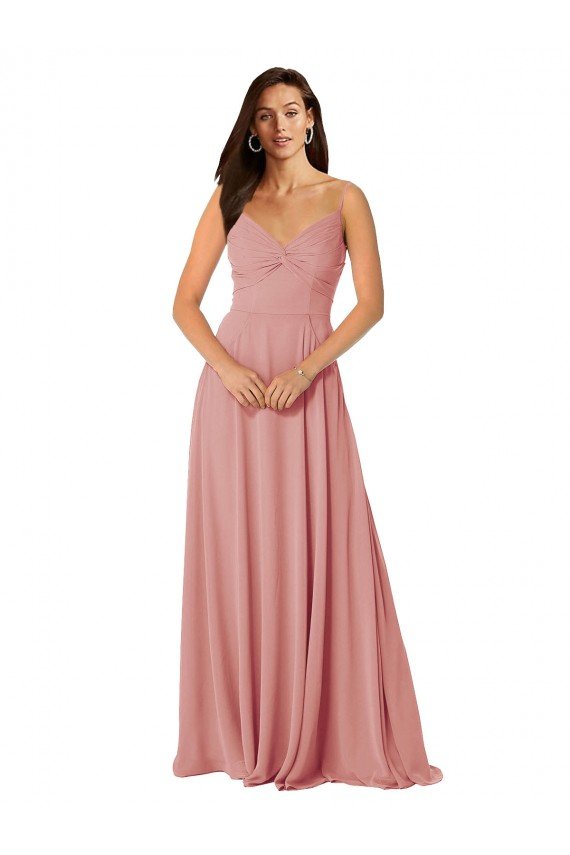 Shop Twist-Knot V-Neck Long Chiffon Bridesmaid Dress Sydney