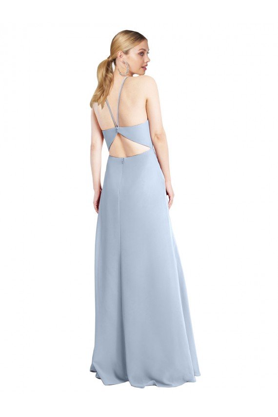Shop Halter Neck Long Chiffon Bridesmaid Dress with Strappy Back and Daring Side Slit Sydney