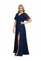 Shop Chiffon V-Neck Short Sleeves Long Formal Bridesmaid Dress / Prom Dress with High Slit Sydney