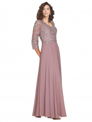 Shop Hand-Beaded Bodice V-Neckline Long Sleeves Chiffon Bridesmaid Dress / Prom Dress Sydney