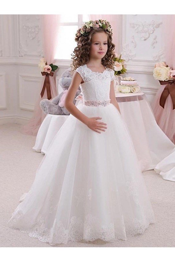 Shop Ivory Ball Gown High Neck Floor Length Keyhole Back Flower Girl Dress Sydney