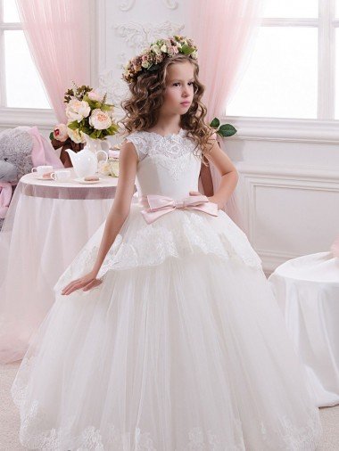 Shop Ivory Ball Gown Sweetheart V-Back Sleeveless Flower Girl Dress Sydney