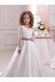 Shop Ivory Ball Gown V-Neck Chapel Train Long Sleeve Flower Girl Dress Sydney