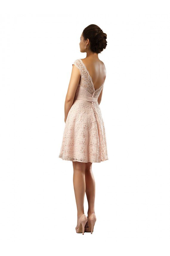 Shop Short Knee Length Lace Bridesmaid Dress with Matching Chiffon Tie Sash Sydney