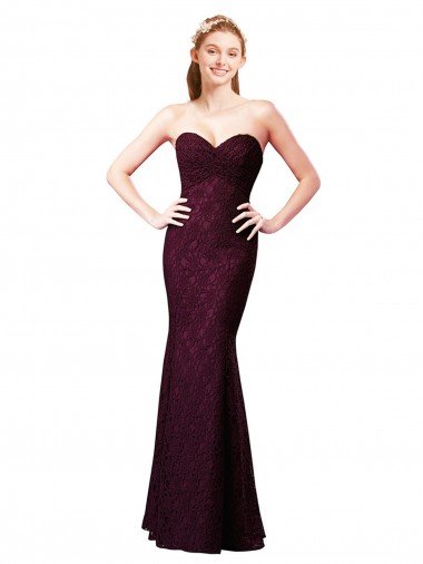 Shop Fitted Long Lace Bridesmaid Dress with Sweetheart Neckline Sydney