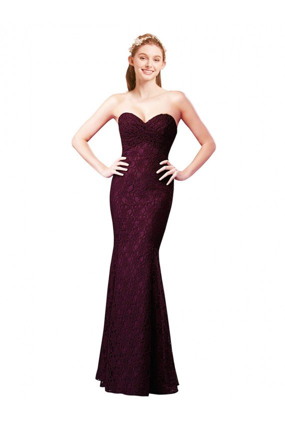 Shop Fitted Long Lace Bridesmaid Dress with Sweetheart Neckline Sydney