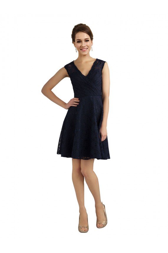 Shop Short V-Neck Lace Cocktail Bridesmaid Dress with Illusion Back Sydney