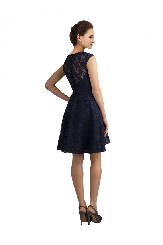 Shop Short V-Neck Lace Cocktail Bridesmaid Dress with Illusion Back Sydney