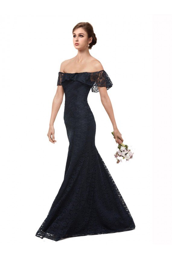 Shop Off the Shoulder Long Lace Bridesmaid Dress / Prom Dress with Flutter Sleeves Sydney