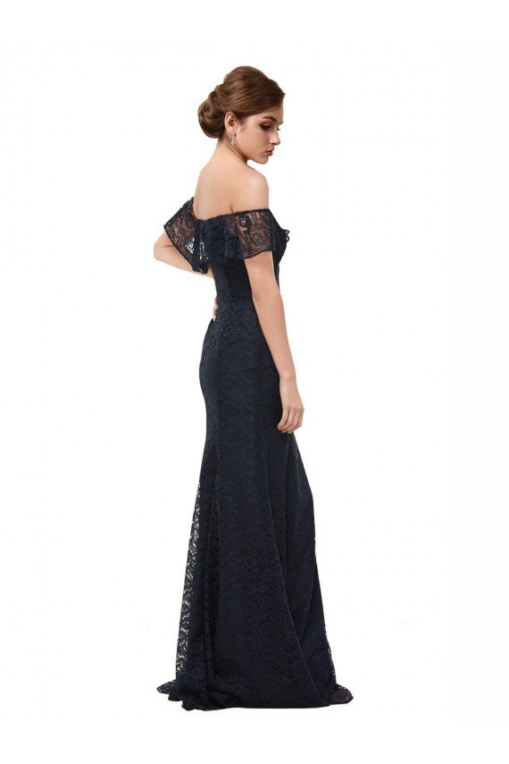 Shop Off the Shoulder Long Lace Bridesmaid Dress / Prom Dress with Flutter Sleeves Sydney