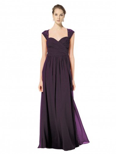 Shop Long Chiffon Sweetheart Bridesmaid with Lace Straps and Keyhole Back Sydney
