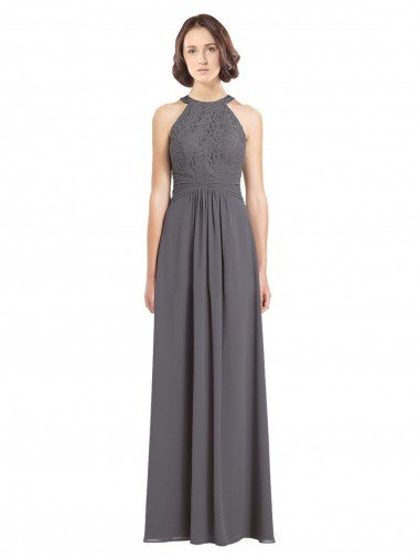 Shop Long Chiffon Bridesmaid Dress with Corded Lace Bodice Sydney