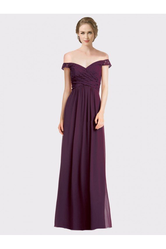Shop Sweetheart Long Bridesmaid Dress with Off the Shoulder Cap Sleeve Lace Bodice Sydney