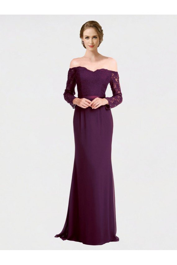 Shop Full Length Long Bridesmaid Dress with Lace Off The Shoulder Bodice Sydney