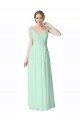 Shop Long Chiffon Bridesmaid Dress with Corded Lace V-Neck Bodice Sydney