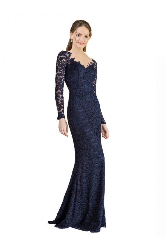 Shop Illusion Long Sleeves Lace Bridesmaid Dress / Prom Dress with Sheer Keyhole Back Sydney