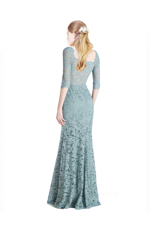 Shop Half Sleeves Pleated Lace Bridesmaid Dress / Prom Dress with Wrap-Around Portrait Neckline Sydney