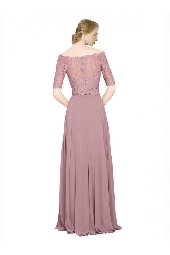 Shop Off the Shoulder Lace Crop Top A-Line Chiffon Bridesmaid Dress / Prom Dress Sydney