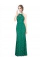 Shop High Illusion Halter Neck Long Lace Bridesmaid Dress / Prom Dress Sydney