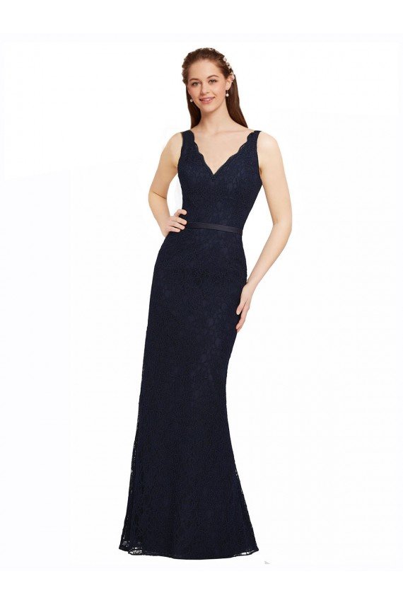 Shop Lace Bridesmaid Dress with Satin Waistband and Open Back Sydney