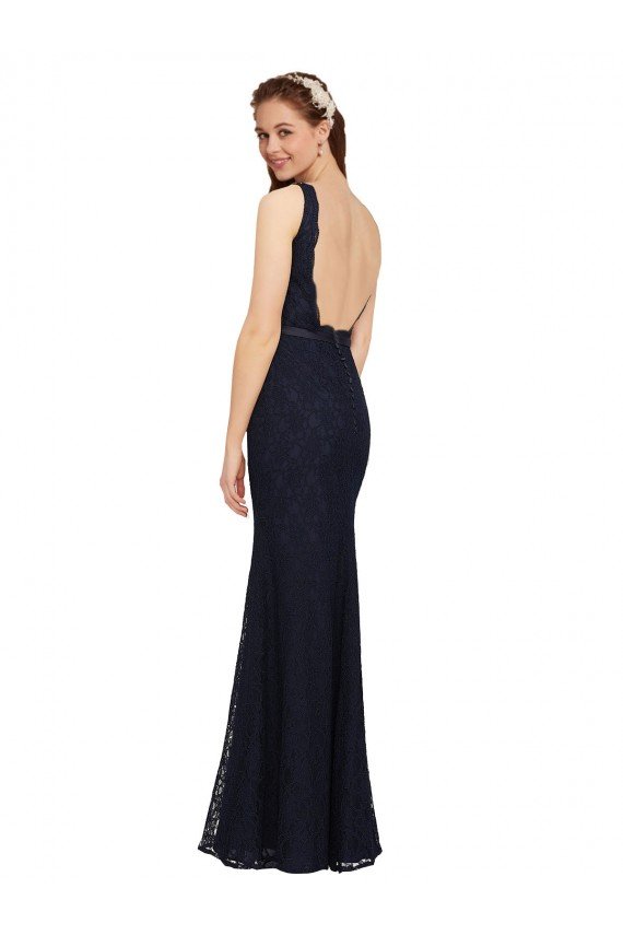 Shop Lace Bridesmaid Dress with Satin Waistband and Open Back Sydney