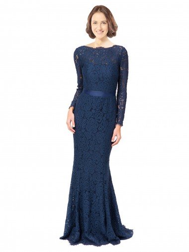 Shop Long Sleeves Floor Length Vintage Lace Bridesmaid Dress with Deep V-Back Sydney