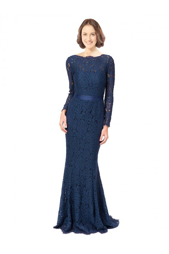 Shop Long Sleeves Floor Length Vintage Lace Bridesmaid Dress with Deep V-Back Sydney
