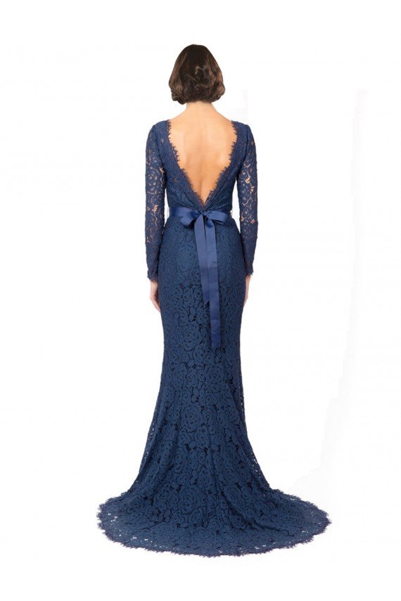 Shop Long Sleeves Floor Length Vintage Lace Bridesmaid Dress with Deep V-Back Sydney