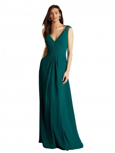 Shop Long A-Line Lace and Chiffon Bridesmaid Dress with Open Back Sydney